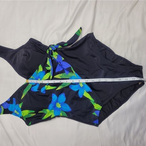 VINTAGE 90s swimsuit faux wrap floral one piece M - Picture 9 of 9
